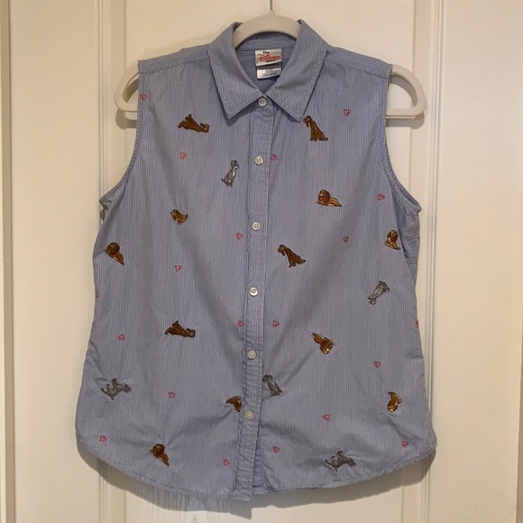 The Disney Store Tops - Disney Lady and the Tramp Sleeveless women’s top dog lover wear button down used